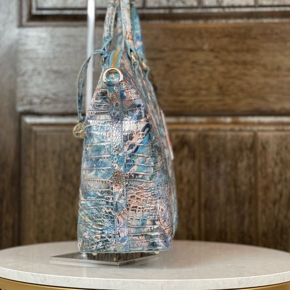 Brahmin Large Duxbury Satchel Handbag Blue Lace Melbourne NWT - Picture 3 of 8